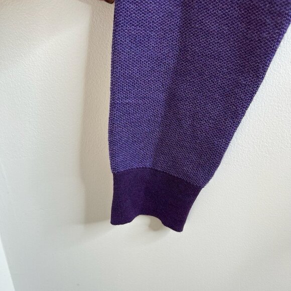 UNTUCKit Sweater Mens XL Purple Merino Wool Mock Neck Henley Pullover Sorensen - Picture 3 of 9